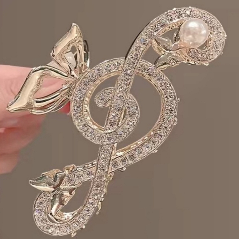 Music Note Claw Hair Clip - Rhinestone - Picture 9 of 10